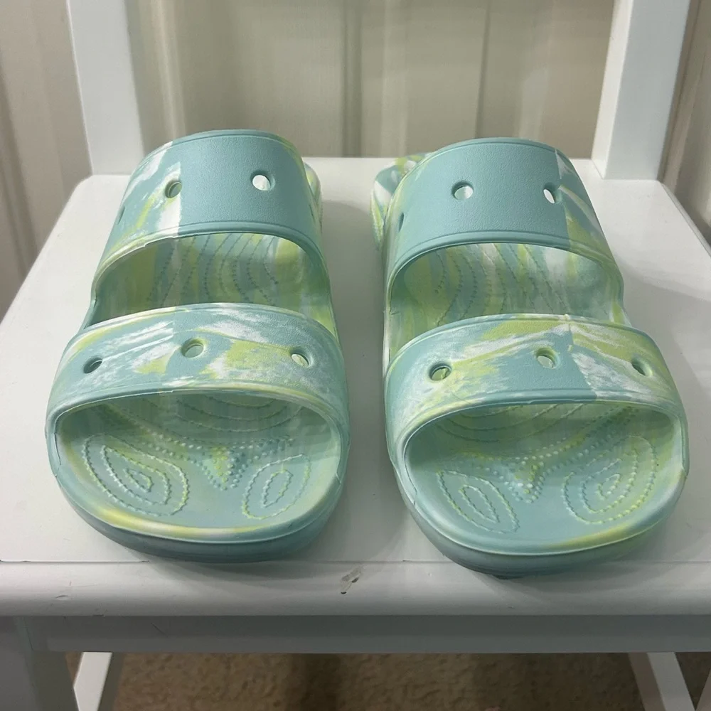 Crocs Classic Unisex Pure Water Marbled Slide Sandals Men’s 10 Women’s 12 - Picture 3 of 9